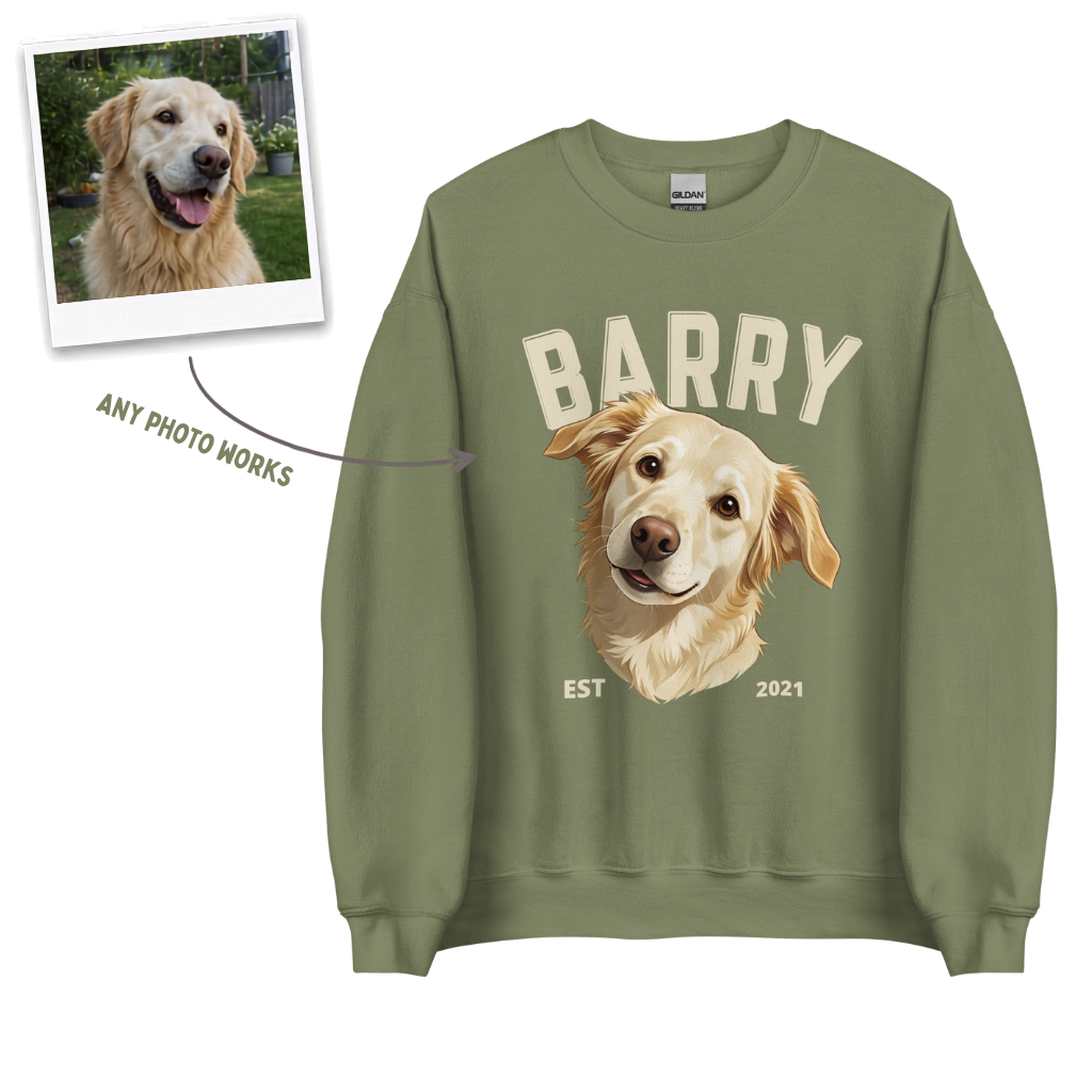 Varsity EST. Pet Portrait — Personalized Dog Sweatshirt