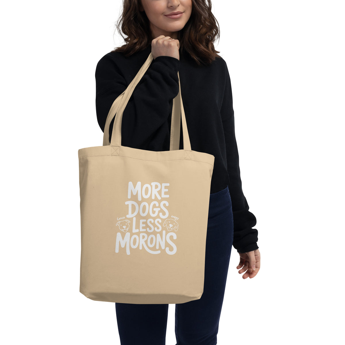 More Dogs Less Morons Tote Bag - Beige