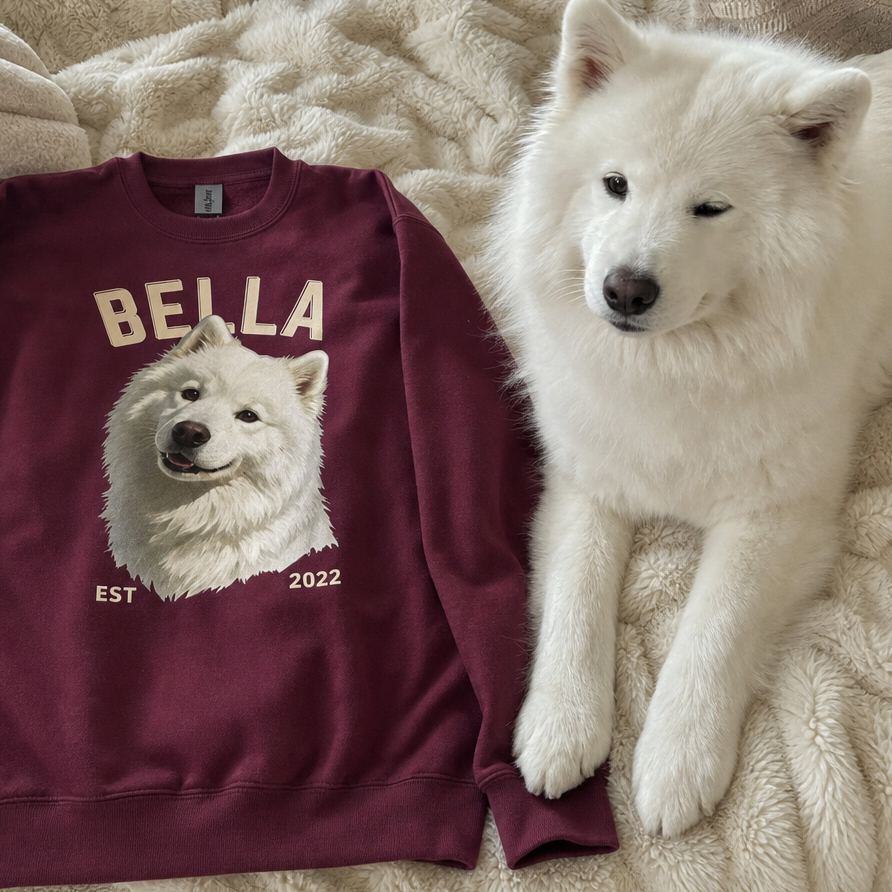 Varsity EST. Pet Portrait — Personalized Dog Sweatshirt