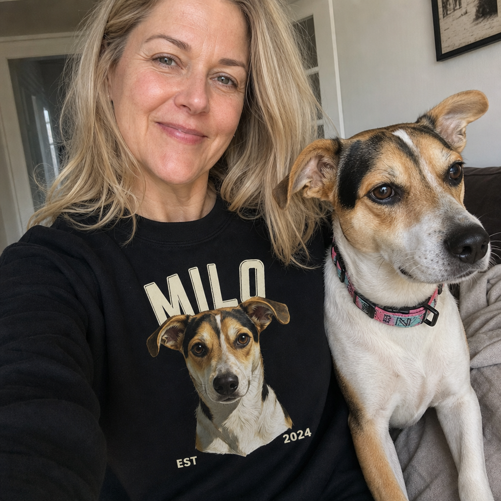 Varsity EST. Pet Portrait — Personalized Dog Sweatshirt